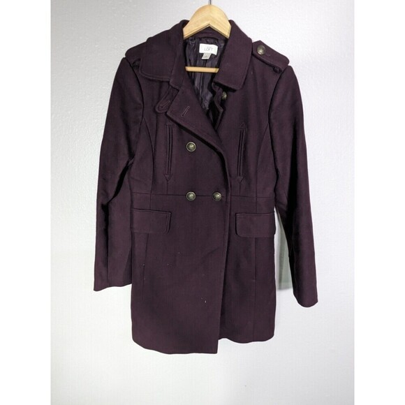 Ann Taylor Loft Purple Wool Peacoat Double Breasted Size 8 - Picture 1 of 6